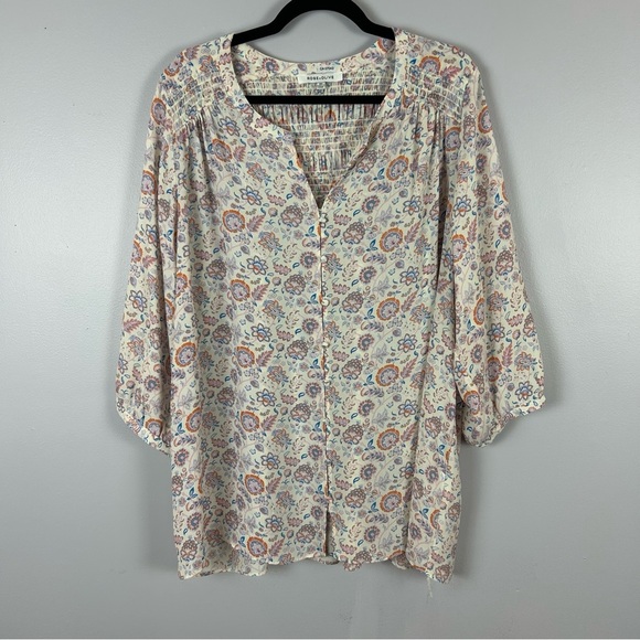 Rose + Olive Floral Multicoloured Blouse Size 2X - Picture 2 of 10